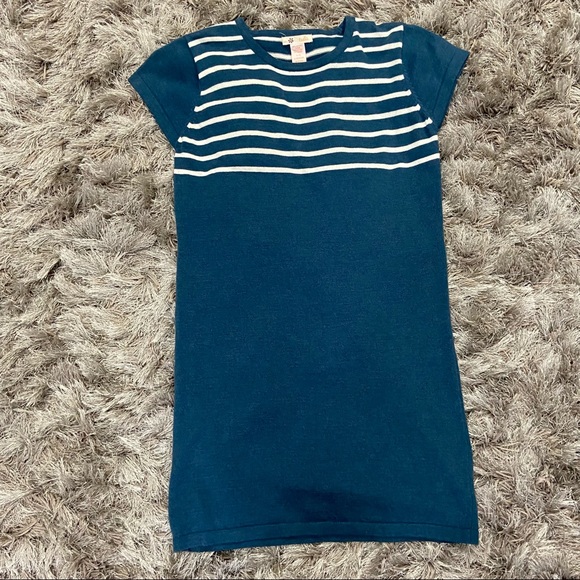 Tulle women turquoise blue and white short sleeves midi dress. Size L. Used. - Picture 4 of 6